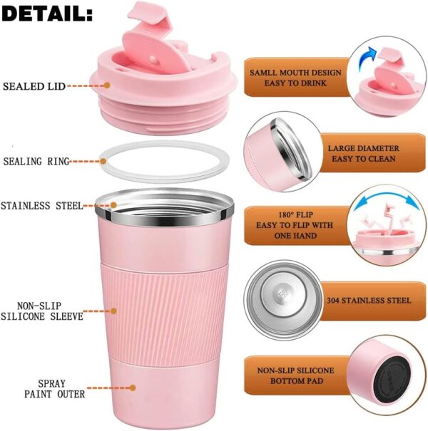 Stainless Steel Travel Mug 380 Ml - Pink - Image 4