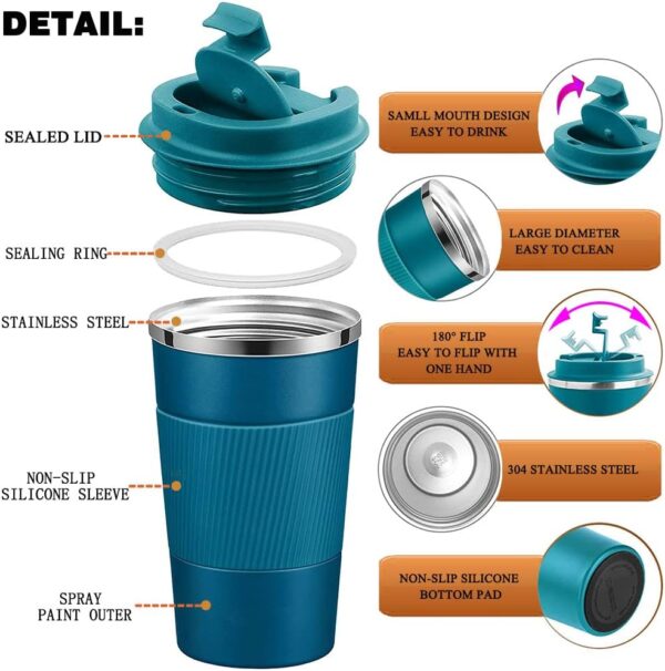 Stainless Steel Travel Mug 380 Ml - Navy - Image 5