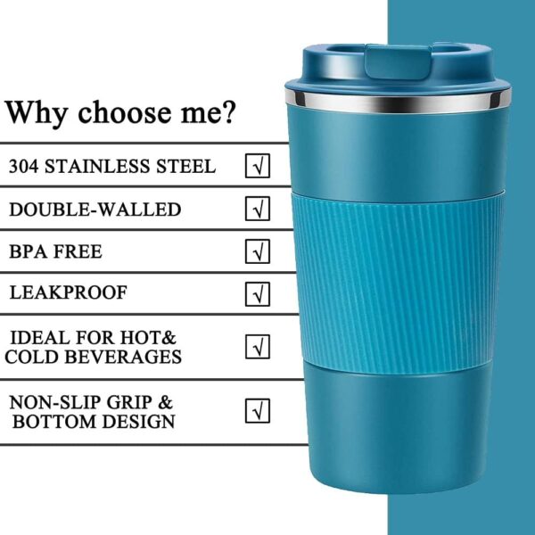 Stainless Steel Travel Mug 380 Ml - Navy - Image 3