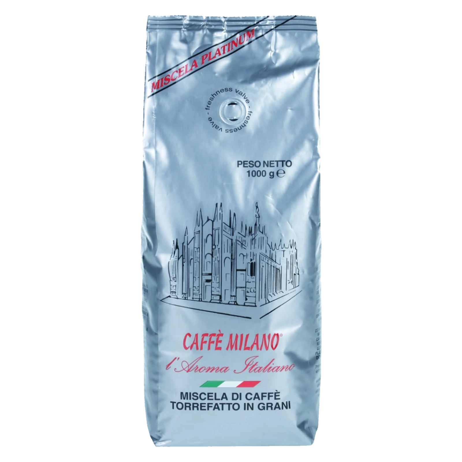 Caffè Milano Miscela Platinum Coffee Beans 1kg (transparent) Caffè Milano Miscela Platinum Coffee Beans 1kg front package