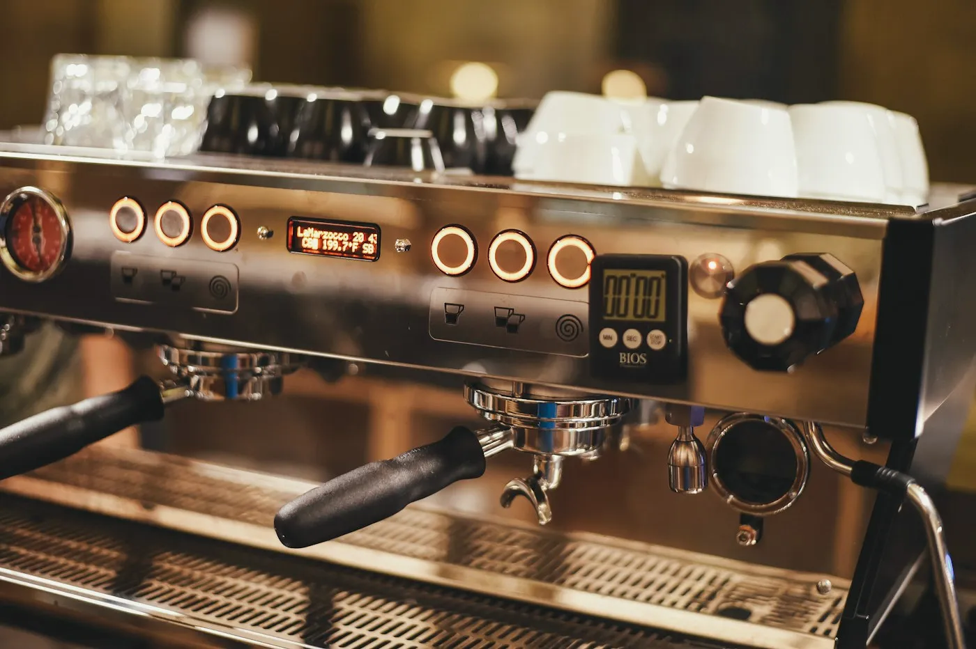 Espresso machine close-up