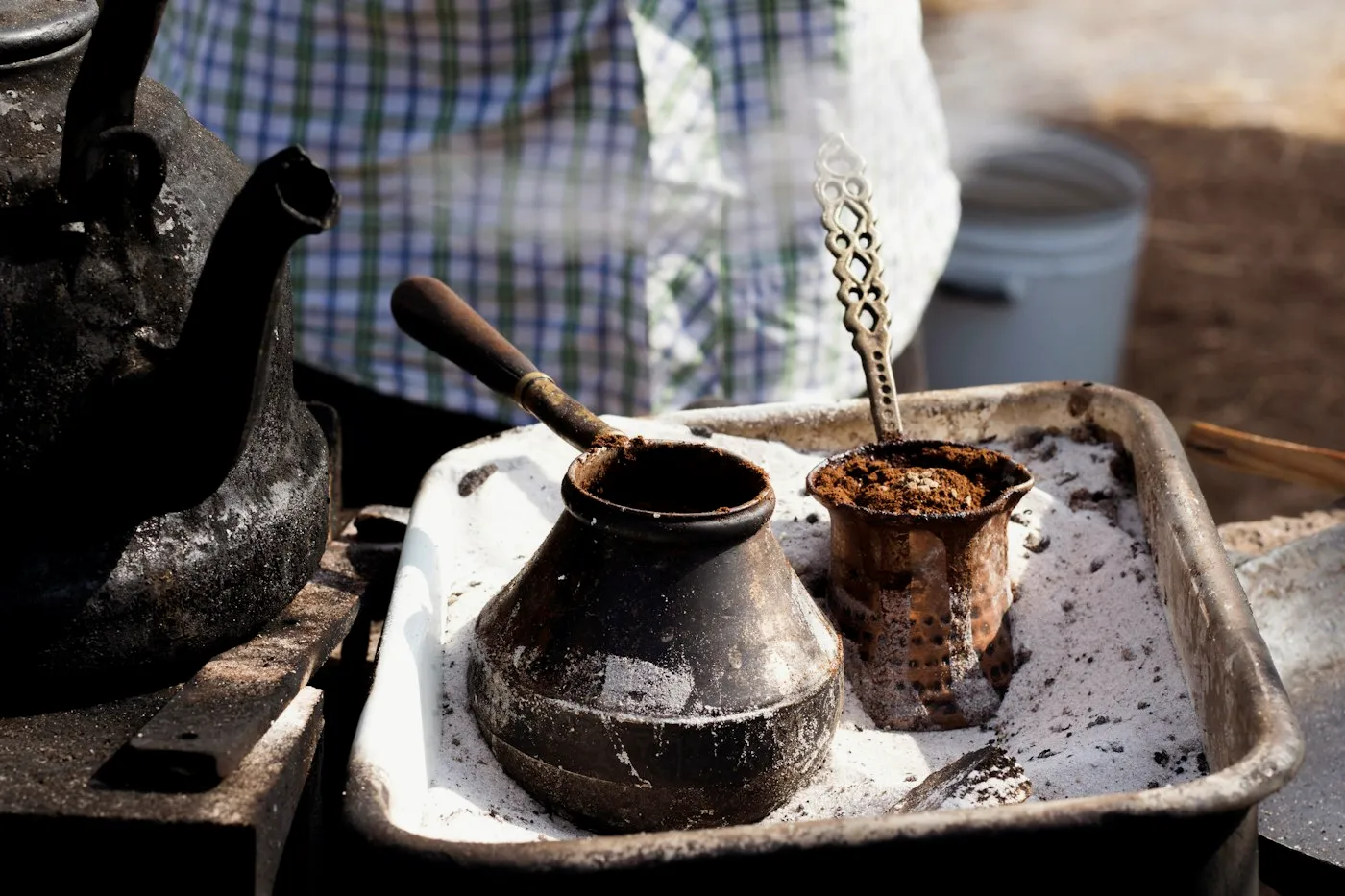 Traditional Turkish coffee pots