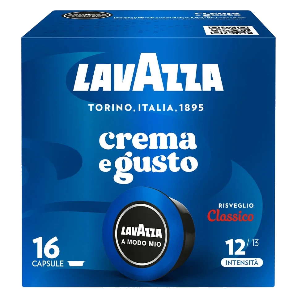 Lavazza A Modo Mio Crema e Gusto 16 Capsules transparent Lavazza A Modo Mio Crema e Gusto espresso capsules 16 capsules front package