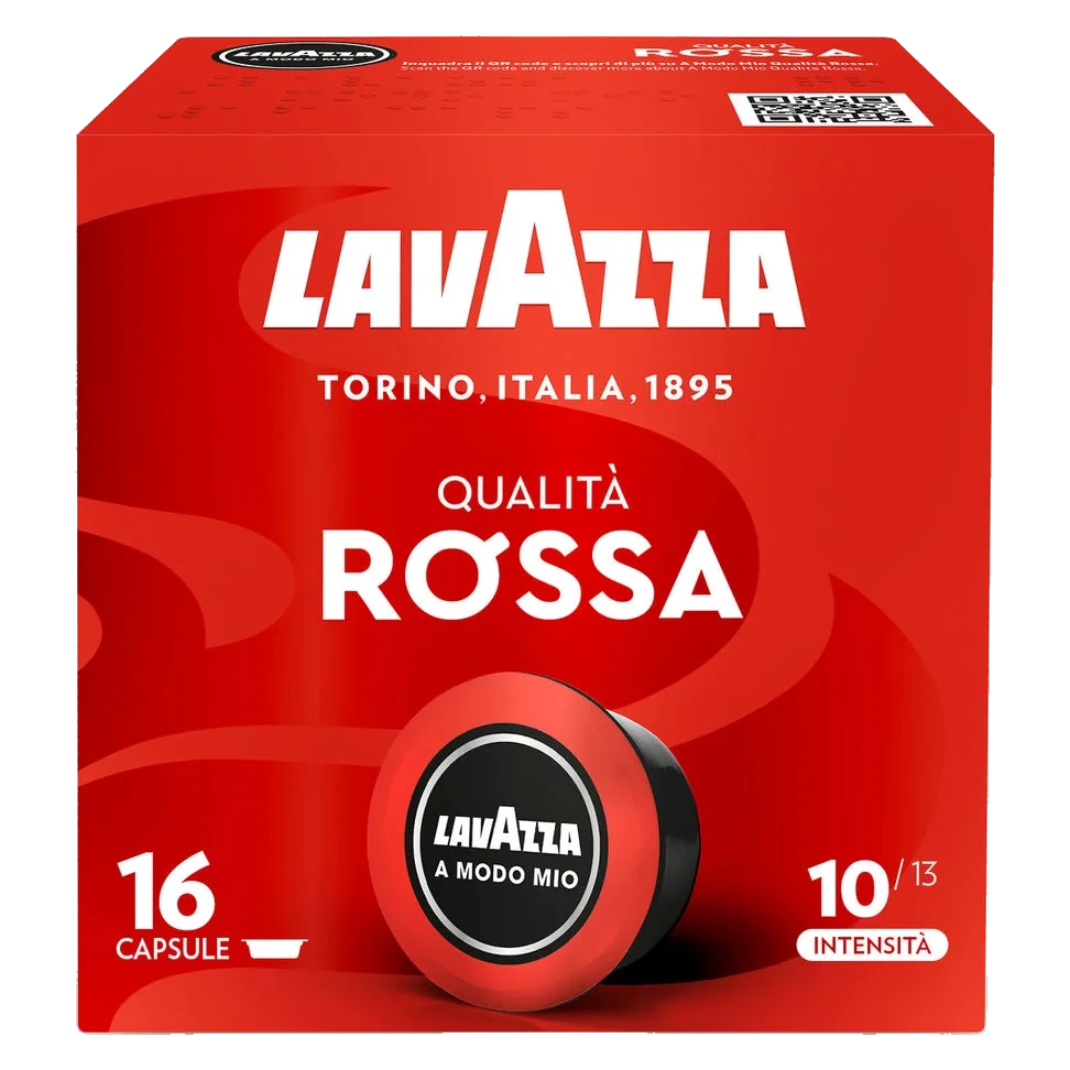 لافازا A Modo Mio Qualità Rossa - 16 كبسولة (شفافة) Lavazza A Modo Mio Qualità Rossa espresso capsules 16 capsules front package