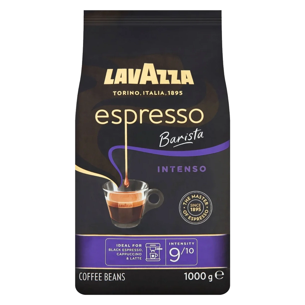 Lavazza Espresso Barista Intenso Coffee Beans 1kg transparent Lavazza Espresso Barista Intenso whole coffee beans 1kg front package